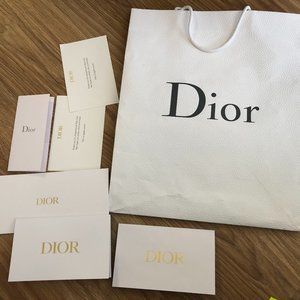 Christian DIOR Shopping Logo Paper Bag Pebbled Textured White